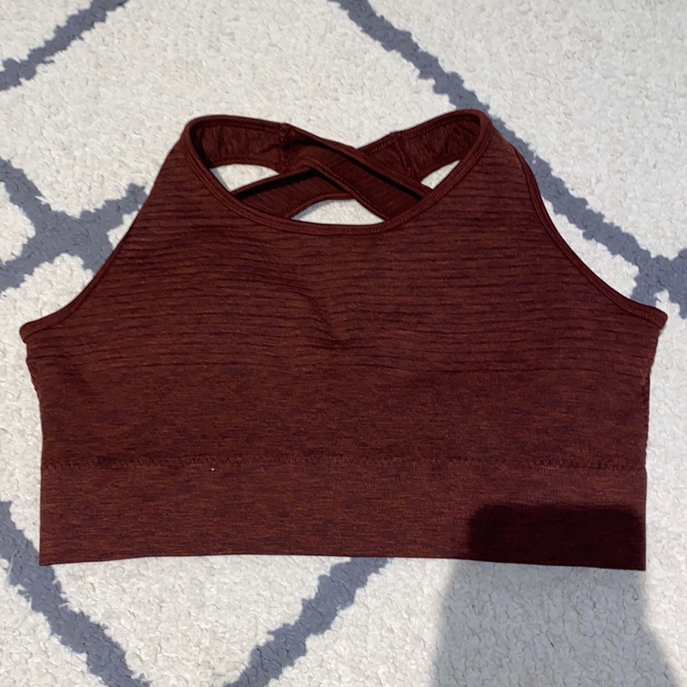 ALPHALETE SPORTS BRA OPEN BACK COPPER SIZE L